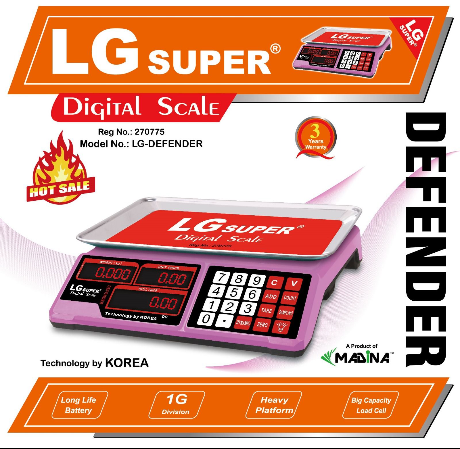 LG Super-10Kg/1g-Diffender-Digital Scale